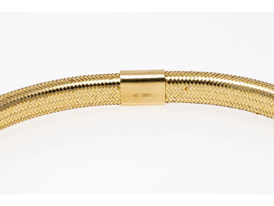 14k Yellow Gold Very Light Delicately Spun Gold Slip On Bangle Bracelet