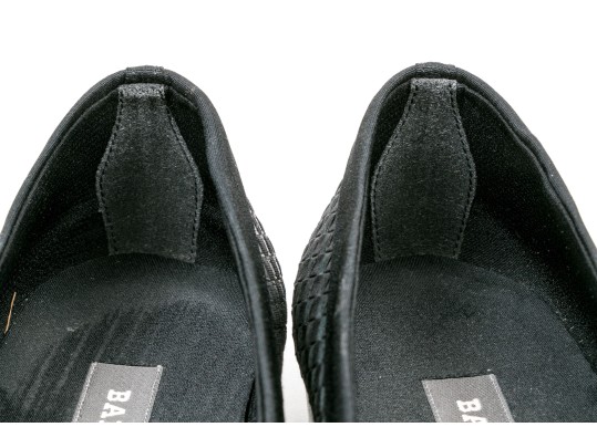 Bally Handsome Black Basketweave Fabric Loafers, Size 7 M