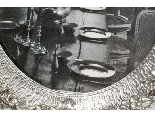 Framed On Madison Oval Silver Toned Flower Motif Frame, NIB
