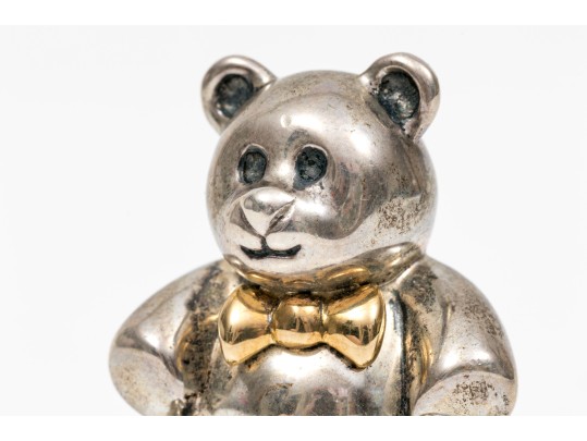 Tiffany & Co. Sterling And 18K Charming Teddy Bear Brooch