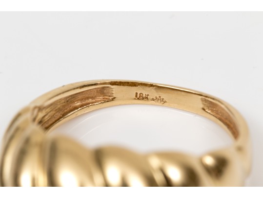 Bold 18K Ribbed Dome Ring, Size 6.75+
