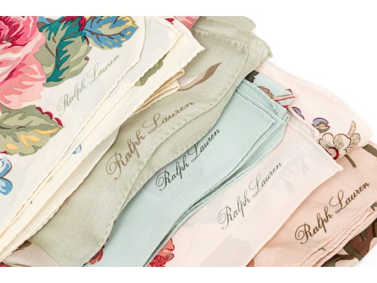 Ralph Lauren Lot Of Assorted Pastel Floral Motif Scarves