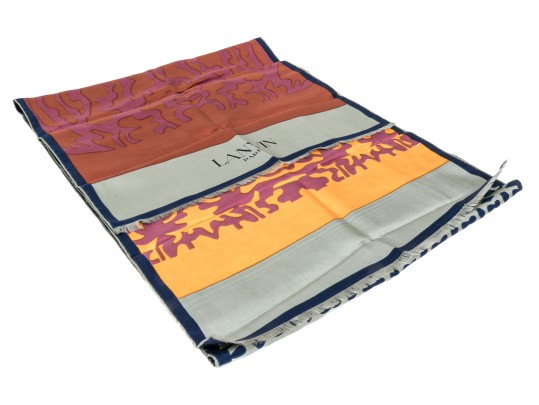 Lanvin Spectacular 70's Vintage Patterned Silk Scarf