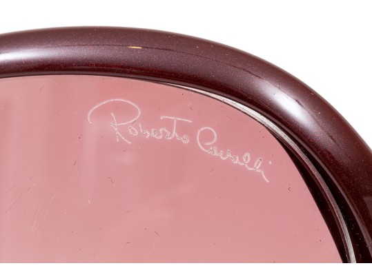 Roberto Cavalli Striking Burgundy Patterned Arm Acrylic Oversized Sunglasses