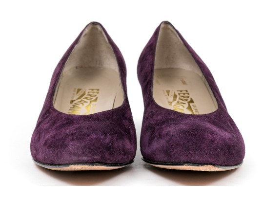 Salvatore Ferragamo Striking Purple Suede Pumps, Size 10B