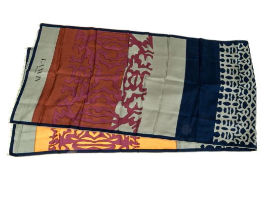 Lanvin Spectacular 70's Vintage Patterned Silk Scarf