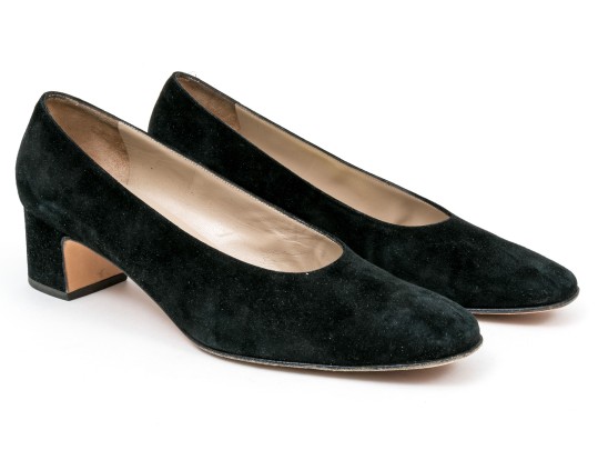 Salvatore Ferragamo Classic Black Suede Pumps, Size 10B