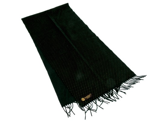 Loro Piana Striking Dark Green And Beige Polka Dot Cashmere Scarf