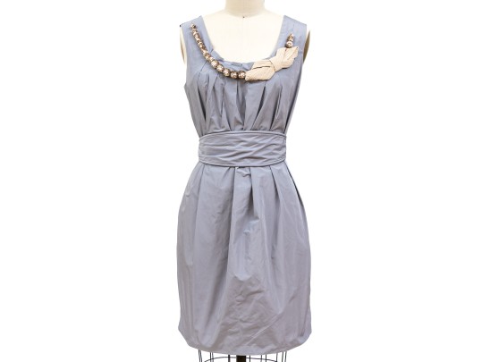 Hoss Beautiful Grey Bedazzled Sleeveless Dress, Size 42, With Belt