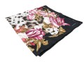 Valentino Vintage Silk Scarf, Black, Pink And Green Tones, Leopard Print And Floral Motifs
