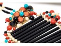 Magnificent Vintage 1970's Acrylic Bib Choker Neck Piece, Black, Coral, Ivory And Turquoise