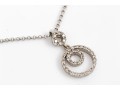 14K White Gold Accent Diamond Circular Pendant Necklace