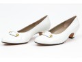 Salvatore Ferragamo Striking White Leather Embellished Pumps, Size 10B