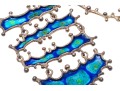 Sterling Silver Blue And Green Enamel Fabulous Brutalist Necklace And Earrings
