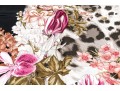 Valentino Vintage Silk Scarf, Black, Pink And Green Tones, Leopard Print And Floral Motifs