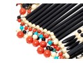 Magnificent Vintage 1970's Acrylic Bib Choker Neck Piece, Black, Coral, Ivory And Turquoise