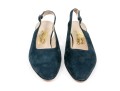 Salvatore Ferragamo Fun Blue Suede And Grosgain Slingback Wedges, Size 10B