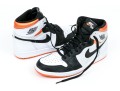 Nike Discernable Leather High Top Air Jordans, Black, White And Orange, Size 11