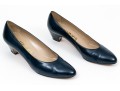 Salvatore Ferragamo Classic Navy Blue Leather Pumps, Size 10B