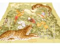 Salvatore Ferragamo Beautiful Green Toned Leopard Motif Silk Scarf