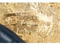 Wonderful Black Leather And Gold Tone Paisley Buckle Vintage 1970's Belt