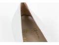 Salvatore Ferragamo Striking White Leather Embellished Pumps, Size 10B