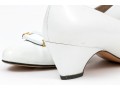 Salvatore Ferragamo Striking White Leather Embellished Pumps, Size 10B