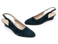 Salvatore Ferragamo Fun Blue Suede And Grosgain Slingback Wedges, Size 10B