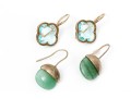 Sterling Aventurine And Blue Zirconia Earrings