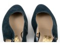 Salvatore Ferragamo Fun Blue Suede And Grosgain Slingback Wedges, Size 10B