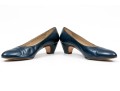 Salvatore Ferragamo Classic Navy Blue Leather Pumps, Size 10B