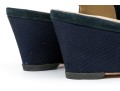 Salvatore Ferragamo Fun Blue Suede And Grosgain Slingback Wedges, Size 10B