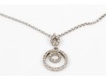14K White Gold Accent Diamond Circular Pendant Necklace