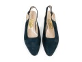 Salvatore Ferragamo Fun Blue Suede And Grosgain Slingback Wedges, Size 10B