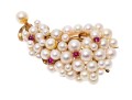 14k Yellow Gold Spectacular Cultured Pearl Cluster Brooch