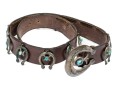 Wonderful Vintage Brown Leather Belt With Southwestern Horseshoe Decorations And Buckle