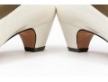 Salvatore Ferragamo Classic Light Ivory Leather Pumps, Size 10B