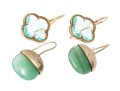 Sterling Aventurine And Blue Zirconia Earrings