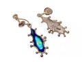 Sterling Silver Blue And Green Enamel Fabulous Brutalist Necklace And Earrings