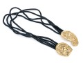 Wonderful Black Leather And Gold Tone Paisley Buckle Vintage 1970's Belt