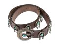 Wonderful Vintage Brown Leather Belt With Southwestern Horseshoe Decorations And Buckle