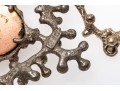 Sterling Silver, Copper And Enamel Brutalist Necklace, With Earrings, Clip On Style