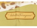 Salvatore Ferragamo Beautiful Green Toned Leopard Motif Silk Scarf