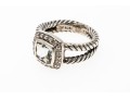 David Yurman Pretty Split Twisted Shank, Aquamarine And Diamond Ring, Size 4.75