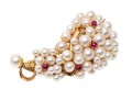 14k Yellow Gold Spectacular Cultured Pearl Cluster Brooch