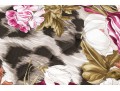 Valentino Vintage Silk Scarf, Black, Pink And Green Tones, Leopard Print And Floral Motifs