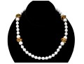 Miriam Haskell Fabulous Vintage Gold Tone Love Knot And White Glass Bead Opera Length Necklace