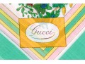 Gucci Vintage New Old Stock Floral Butterfly Cotton Neck Scarf, Green, With Packaging