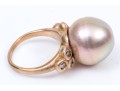 Outstanding South Sea Pearl And Diamond 18K Ring, Size 