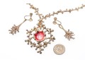 Sterling Silver, Copper And Enamel Brutalist Necklace, With Earrings, Clip On Style
